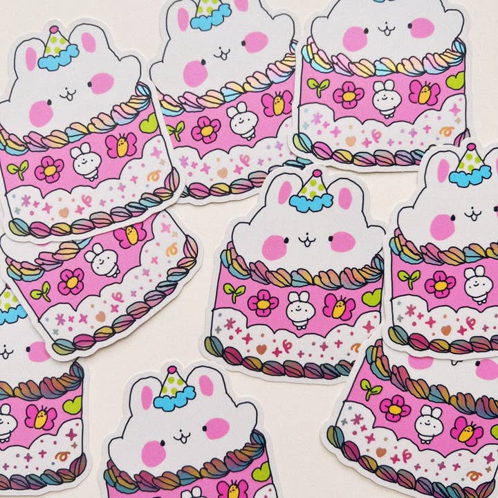 Er ist so glücklich Kuchen Holo-Aufkleber für den Großhandel von tabetaaii