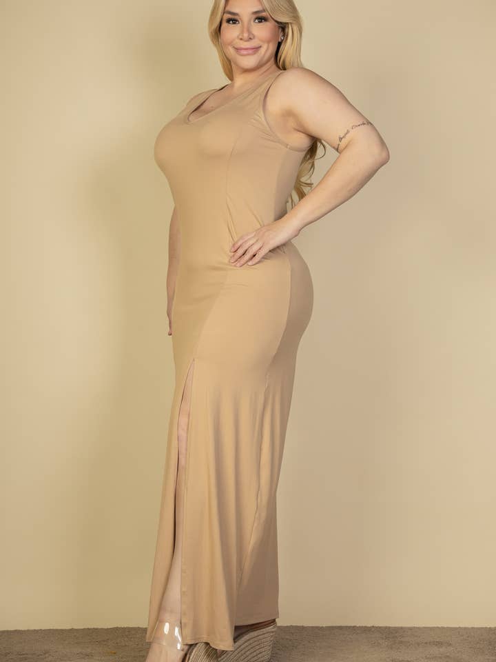 CAPELLA APPAREL - Vente Robe – femme - Robe maxi à encolure plongeante et fente sur les cuisses de grande taille10