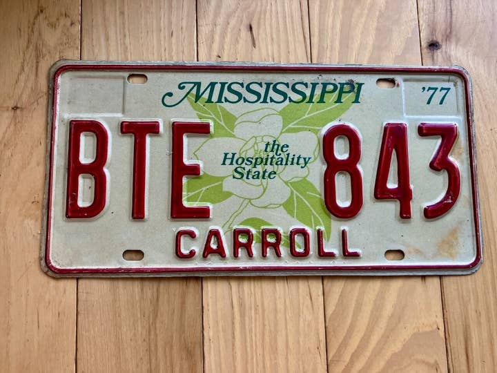 Plaque d'immatriculation du comté de Carroll, Mississippi, 1977 pour la vente par RusticPlates