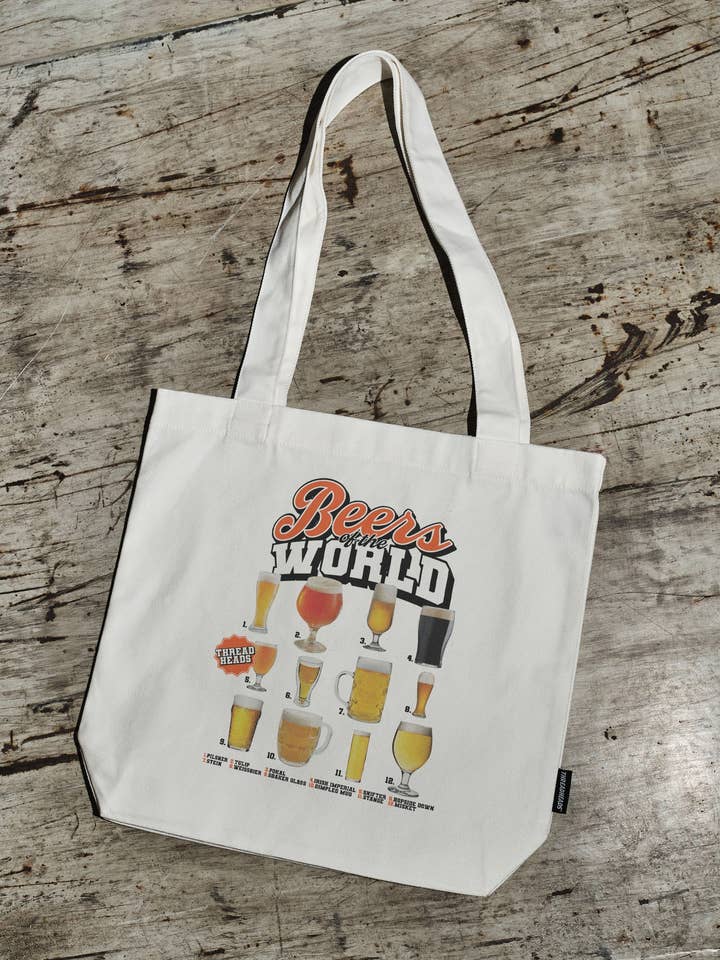 Beers of the World Tote Bag for wholesale by Threadheads