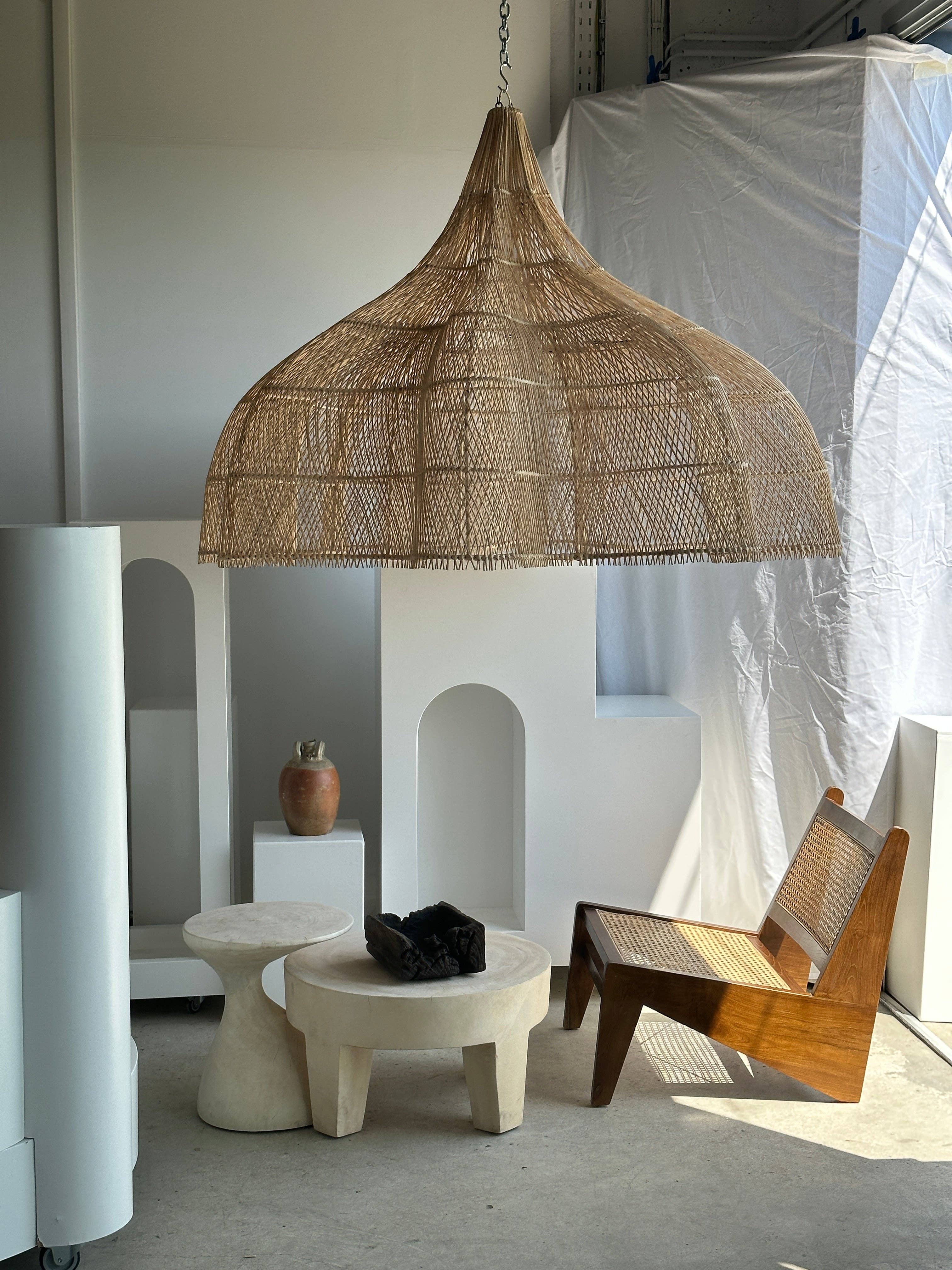 Office Objets - Wholesale Chandelier/Hanging Light - Immense rattan suspension in the shape of a flower, tulip, corolla H:1m; D:1m5075