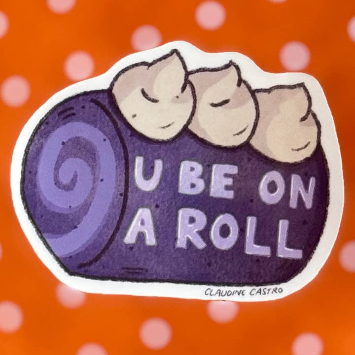 Claudine Castro Art - Wholesale Sticker - Ube Cake Roll Cute Food Waterproof Stickers, Filipino Art1