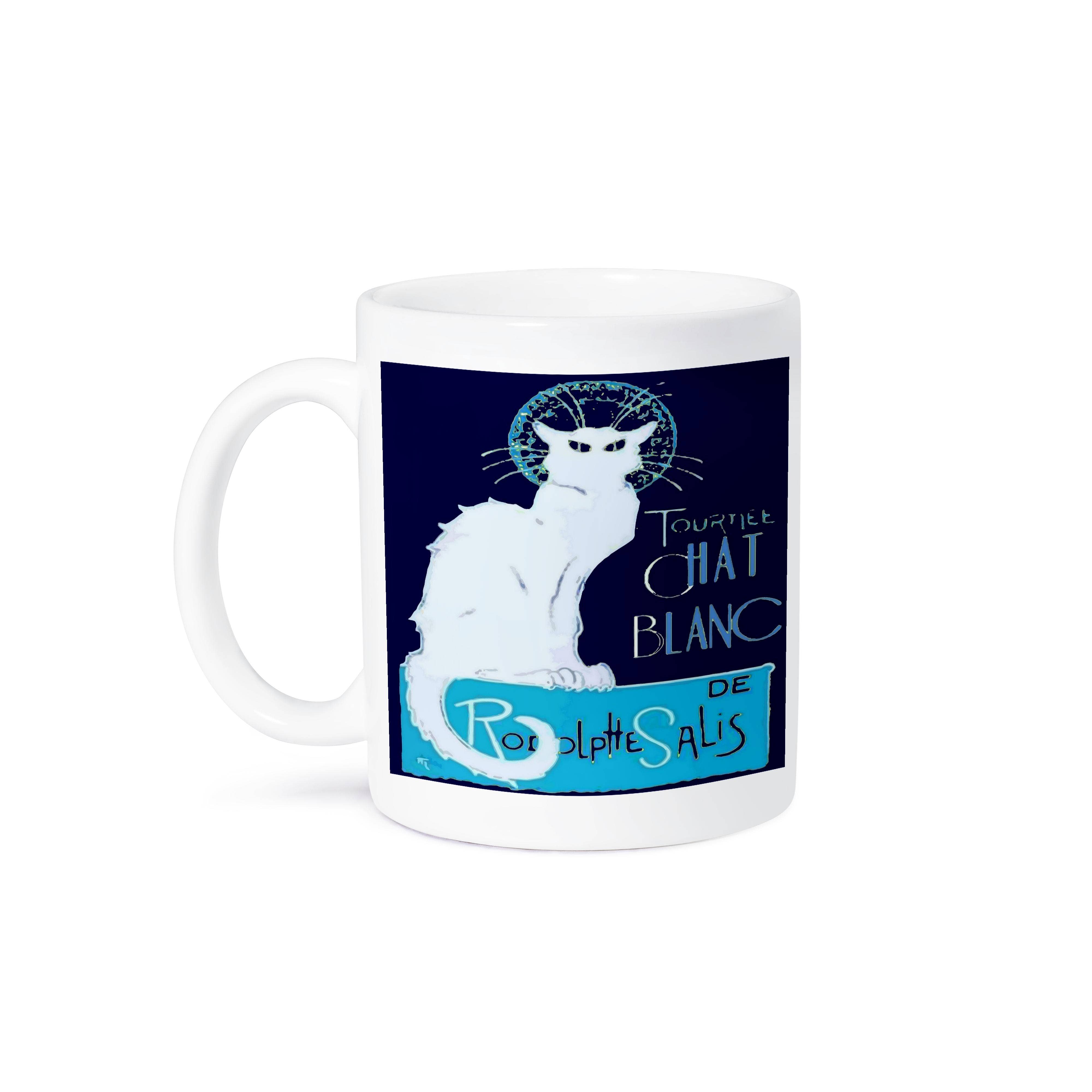 3dRose - Vendita all'ingrosso Tazza - 3dRose, Tournee Chat Blanc Parodia Le Chat Noir - Invecchiato, Tazza8