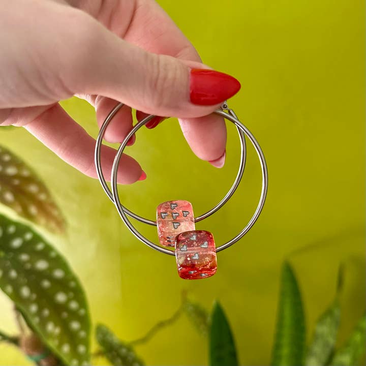 Foolish Fetish - Wholesale Hoop Earrings - Love's A Gamble Dice Hoops Earrings : Various Colors17