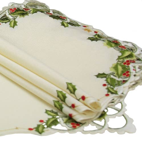 Winter Berry Christmas Placemats, 12"x18", Set of 4 for wholesale by Xia Home Fashions & Manor Luxe