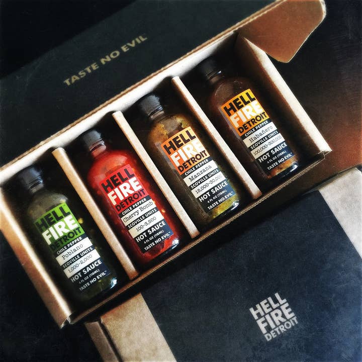 Hot Box #1 Hot Sauce Gift Pack for wholesale by Hell Fire Detroit