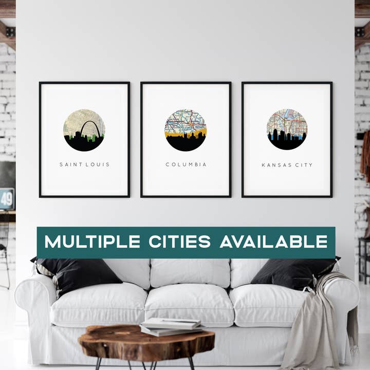Missouri City Skyline Art Print | Multiple Cities for wholesale by Paperfinch Design