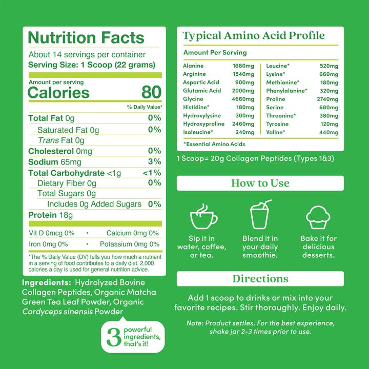 Further Food - Wholesale Protein/Superfood Powder - Matcha Collagen Peptides Powder1