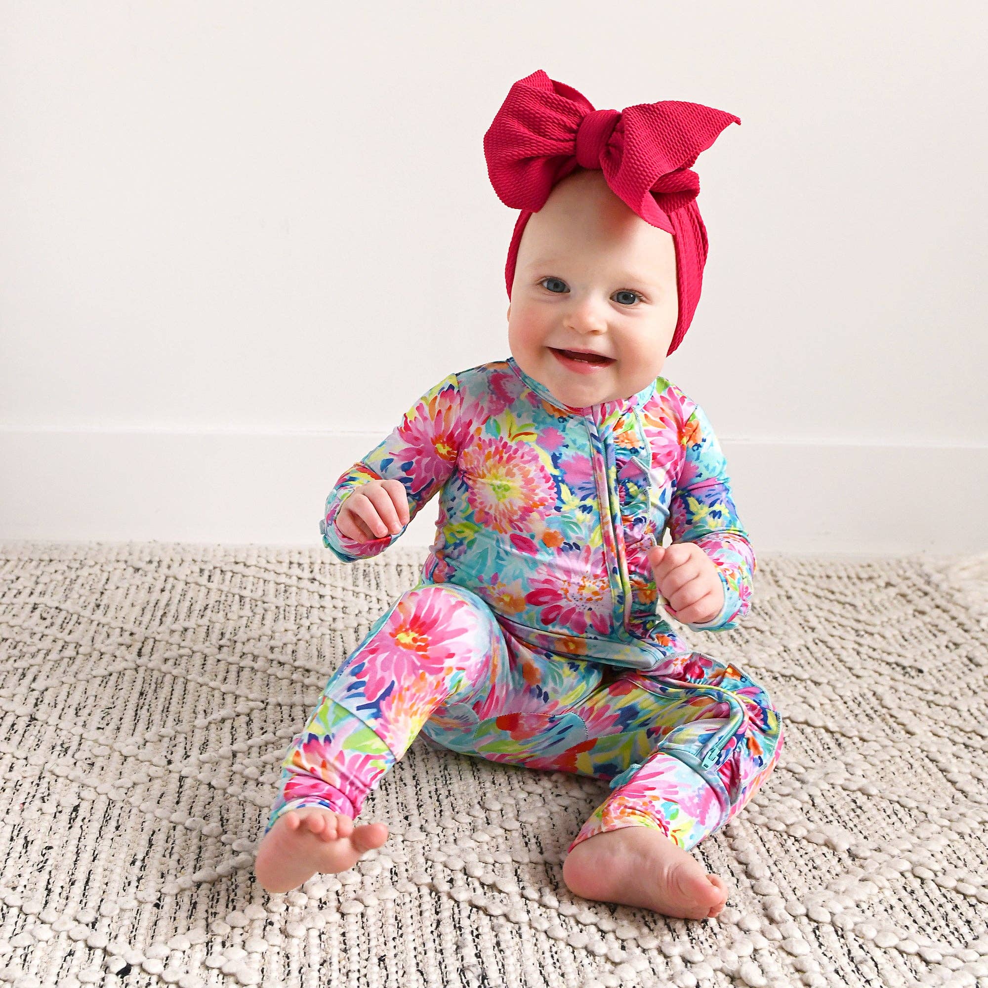 Gigi and Max - Wholesale Jumpsuit - Baby - Bianca RUFFLE ZIP Bamboo Floral Sleepies Little 6