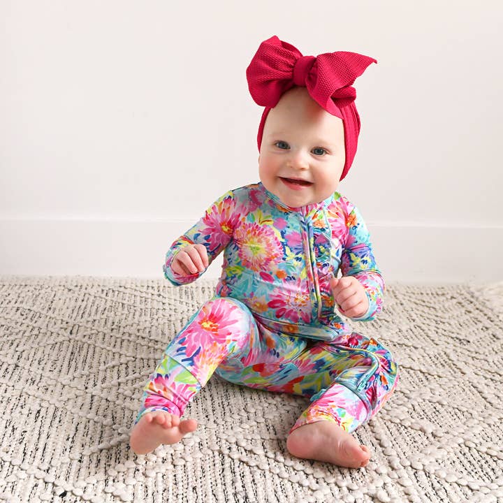 Gigi and Max - Wholesale Jumpsuit - Baby - Bianca RUFFLE ZIP Bamboo Floral Sleepies Little 6