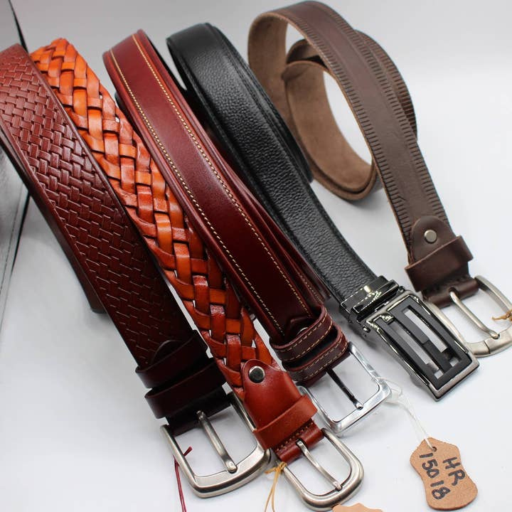 assorted genuine leather belts for wholesale by Sunflower Handmade leather inc