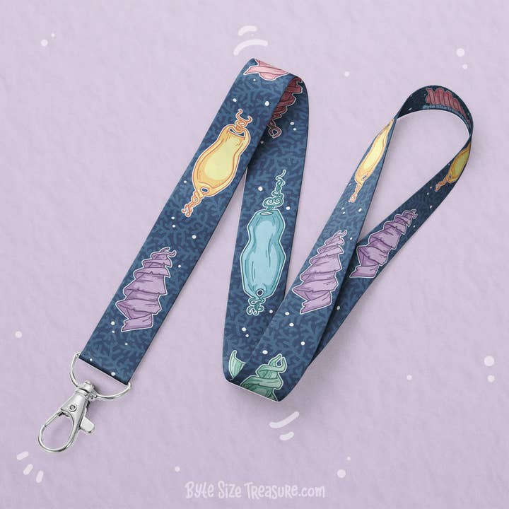 Shark Egg Mermaid Purse Rainbow Lanyard for wholesale by Byte Size Treasure