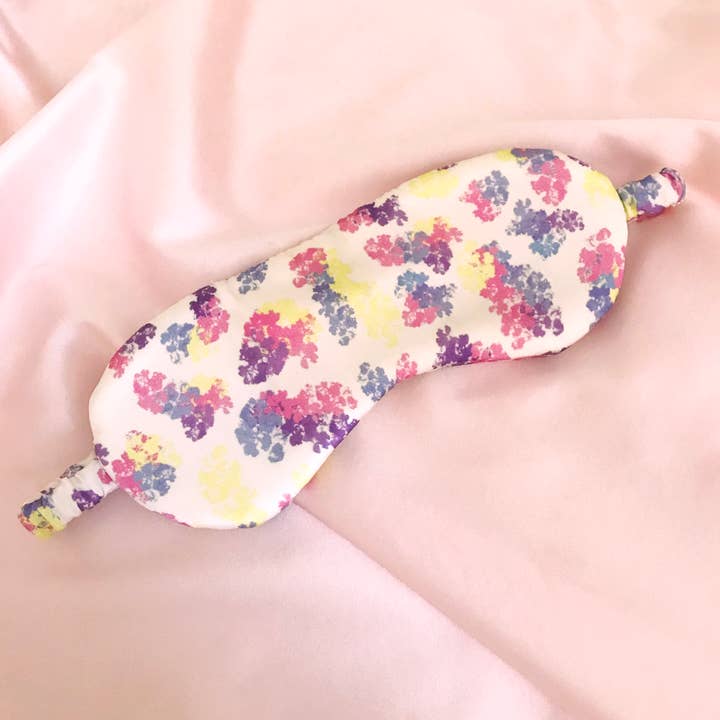 Floral Print Mulberry Silk Beth Eye Mask for wholesale by Mille Saisons
