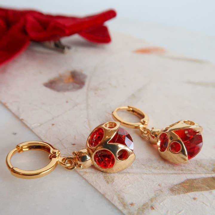 Bittersweet - Wholesale Huggie Earrings - Lucky Little Bug Ladybug Earrings1