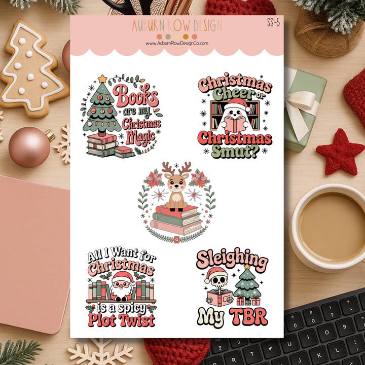 Auburn Row Design - Wholesale Sticker - Bookish Christmas Sticker Sheet7