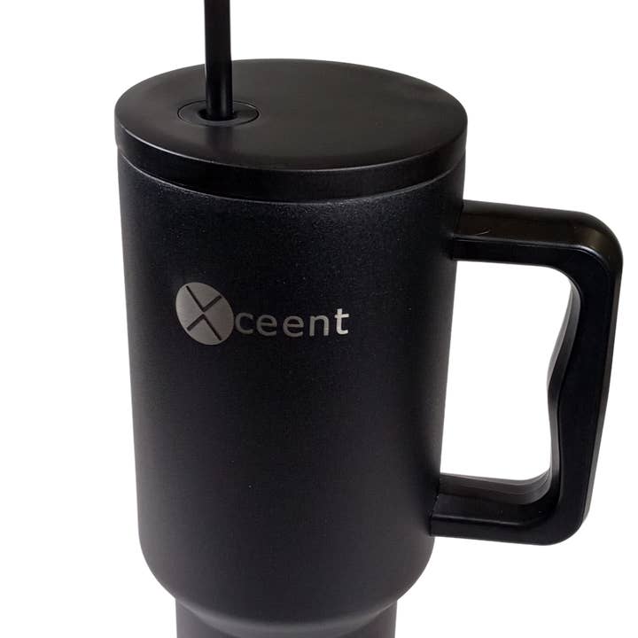 Xceent 40 oz Travel Trek Tumbler with Handle and Straw Lid for wholesale by Xceent