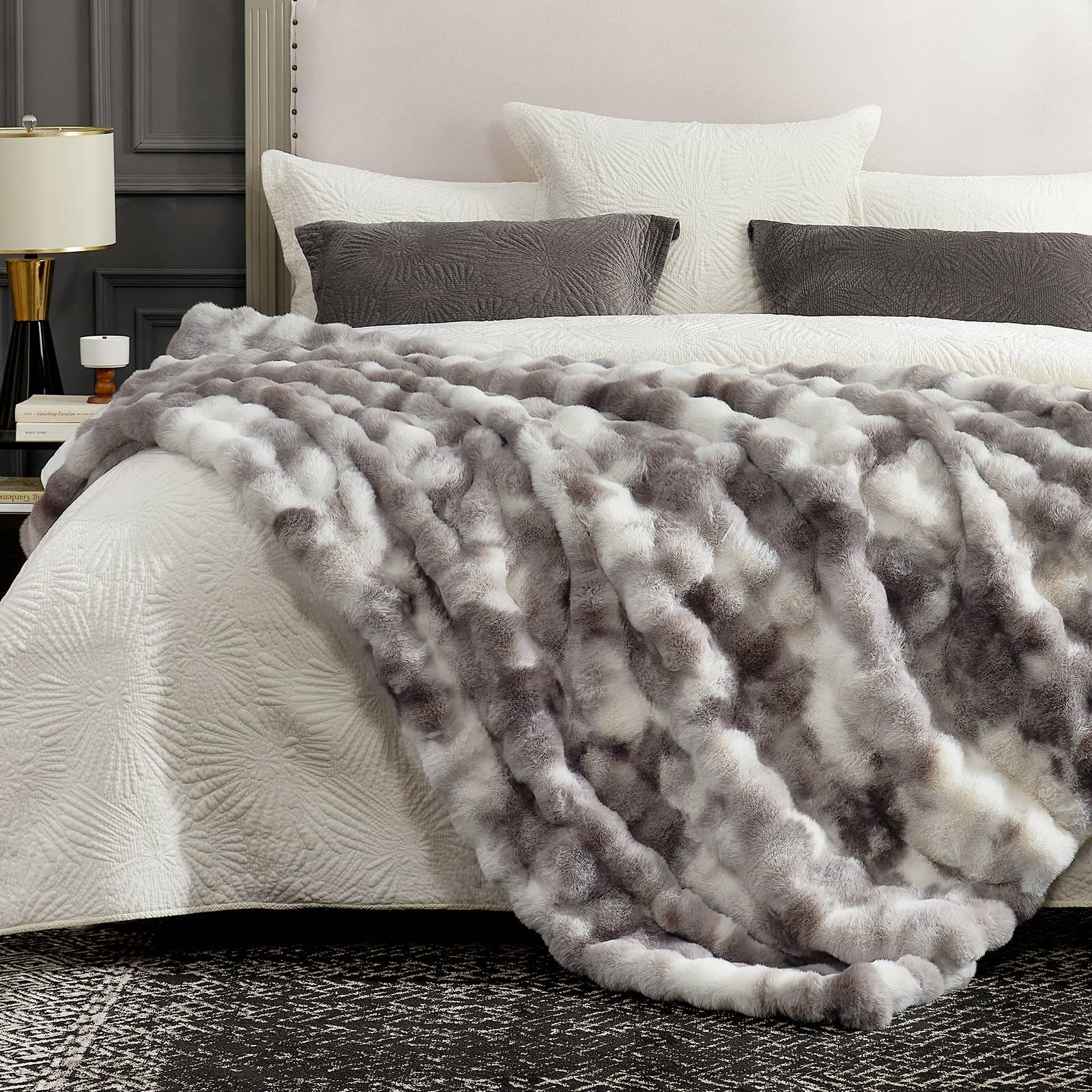 DreamValley - Wholesale Throw Blanket - CB Luxurious Faux Fur Bubble Throw Blankets, Tie-dye Color6