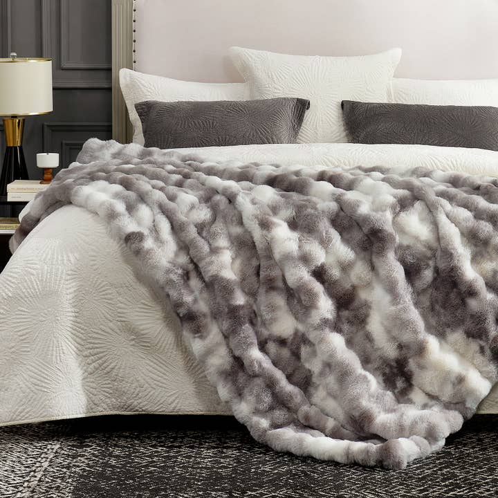 DreamValley - Wholesale Throw Blanket - CB Faux Fur Bubble Throw Blankets, Tie-dye Color, 60"x80" 4