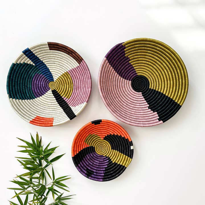 sifadesigns - Wholesale Wall Accent - Set of 3 Colorful Woven Baskets for Wall Decor, Home Decor