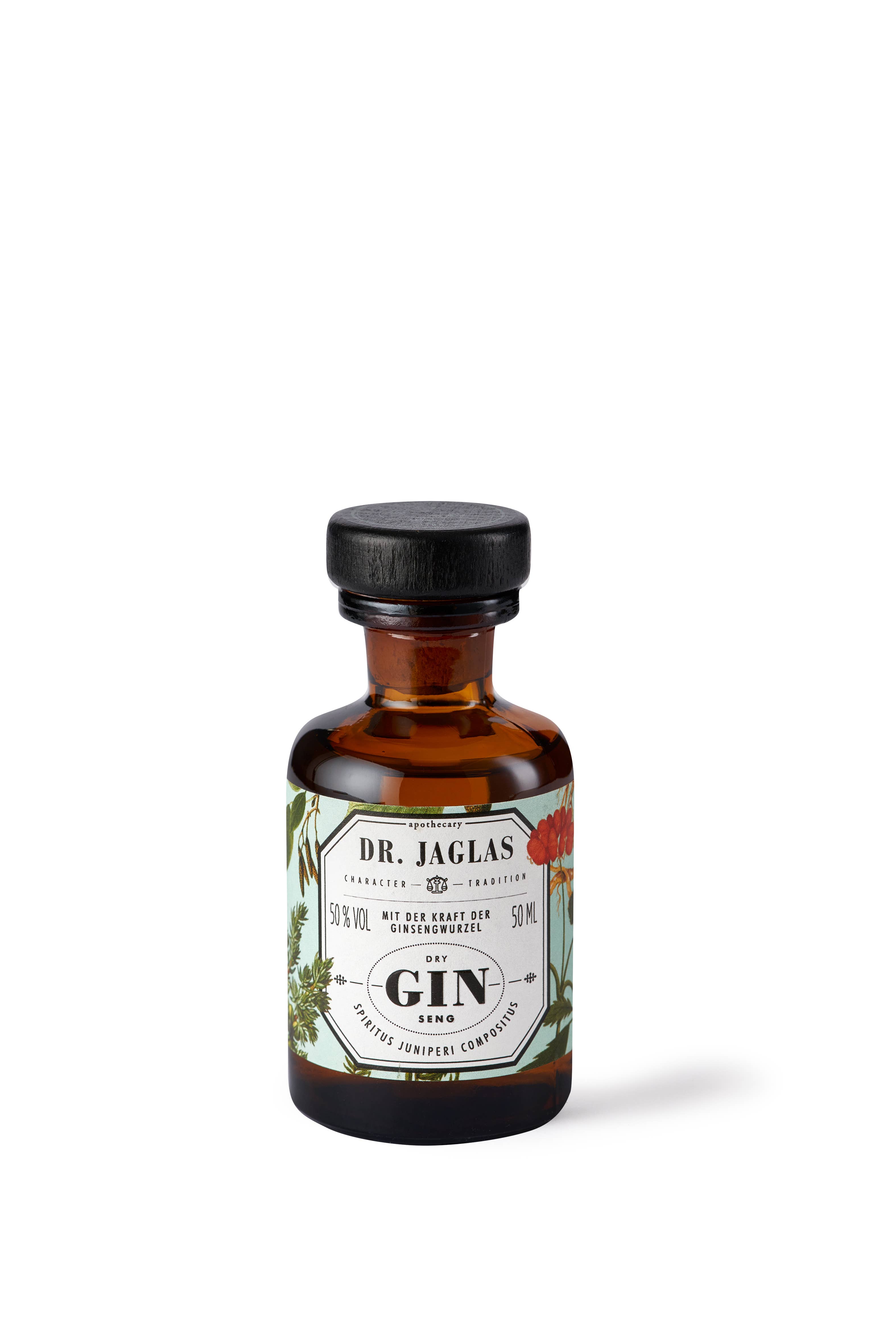 Dr. Jaglas - Vendita all'ingrosso Gin - Dry Gin Seng Gin Dr. Jaglas, set da 6 mini bottiglie da 50 ml, senza zucchero, vegano1