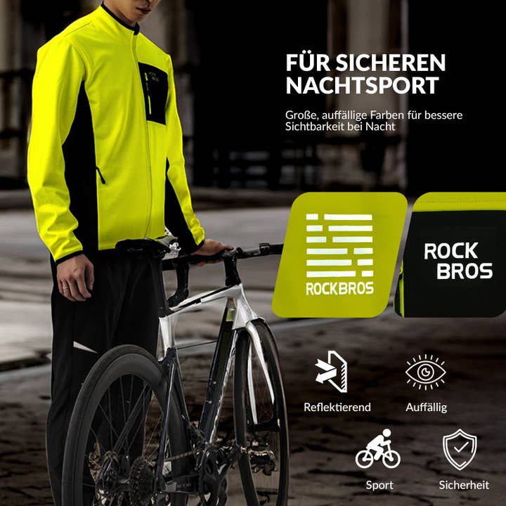 RC'nSONS - Wholesale Activewear Set - Men's - ROCKBROS Herren Fahrradjacke & Hose Set Winter Gelb Winddicht Warm für Outdoor Spor4