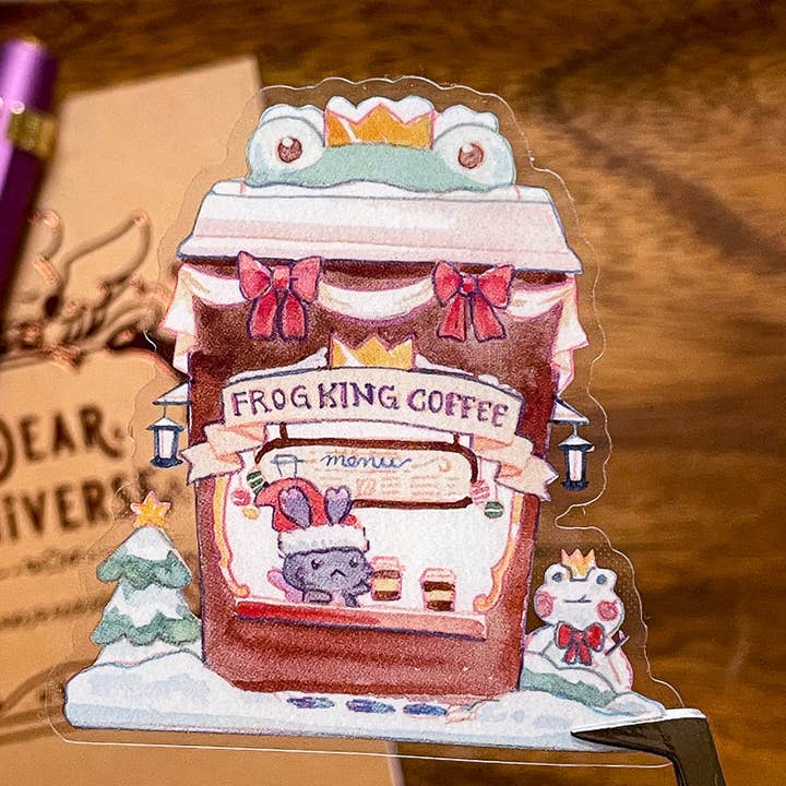 Winter Market Coffee Shop Clear Sticker for wholesale by sakuradragon