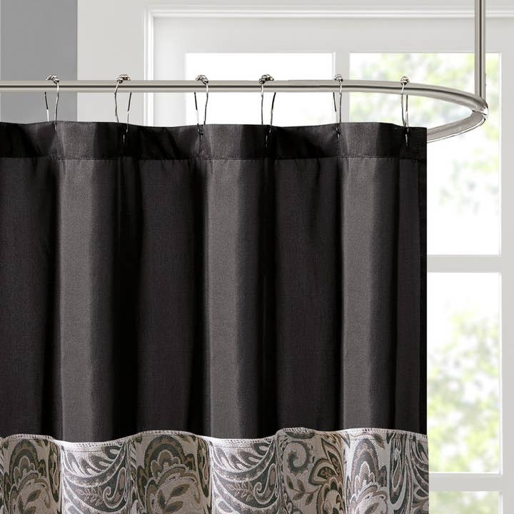 Olliix - Wholesale Shower Curtain - Traditional Silky Paisley Shower Curtain, Black3