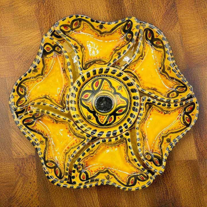 Moroccan Handmade Terracotta Flower Appetizer Dish #1 for wholesale by Etnico del Mondo