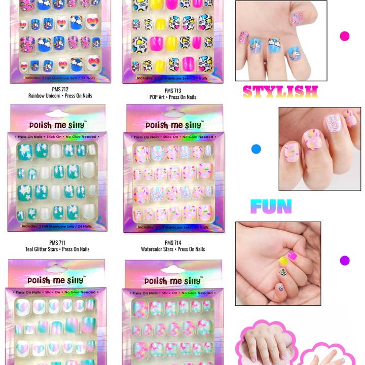 Polish Me Silly - Wholesale Press-On/Fake Nails - Press On Nails Package #1- 4 of each Press On w/display