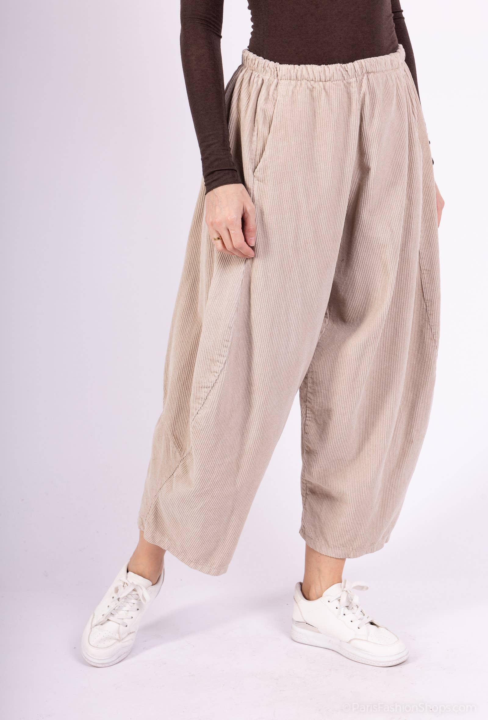 L'Emotion – wholesale Pants – Women's – Balloon Pants Elastic Waist Corduroy 100% Cotton2