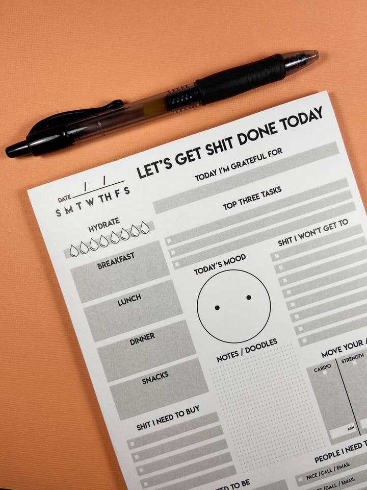 Cancelleria - Lista Merda - Agenda giornaliera per la vendita all'ingrosso da parte di The Red Swan Shop