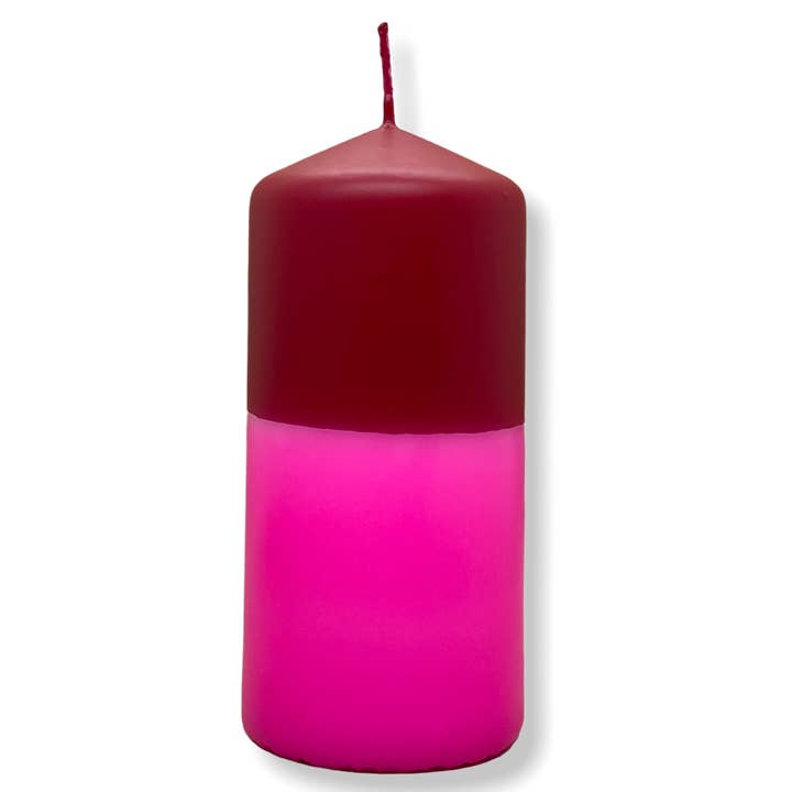 Vela pilar L dipdye neon rosa e borgonha por atacado de DIPDIP candles