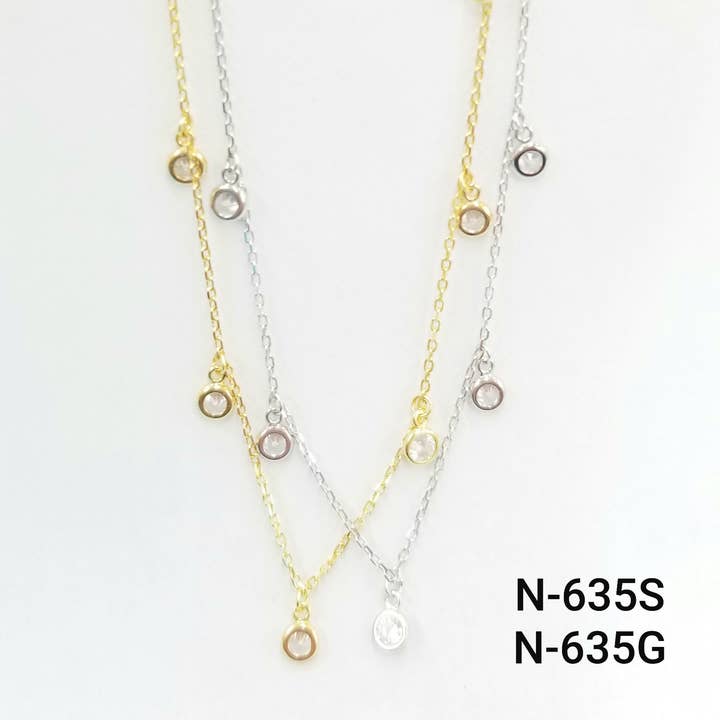 Sterling dinglande CZ Charm-halsband för wholesale av Silver N Accessories