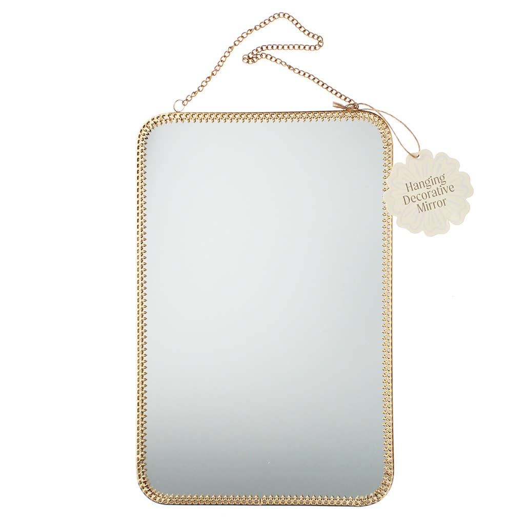 Rex B2B - Europe - Wholesale Wall Mirror - Rectangular hanging mirror (29cm x 19cm) - Gold tone0
