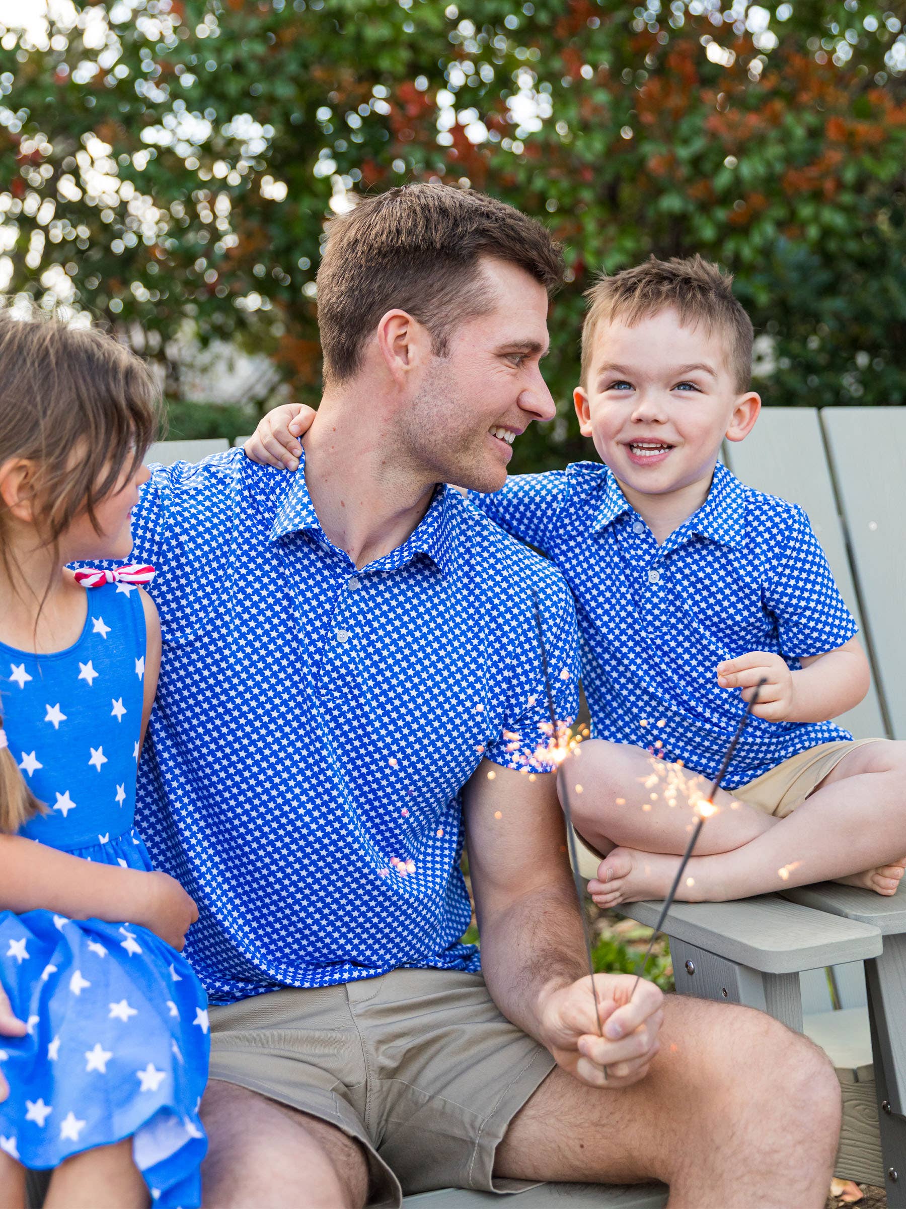 RuffleButts + RuggedButts - Wholesale Athletic Top - Men's - Men's Tiny Blue Stars Knit Short Sleeve Performance Polo7