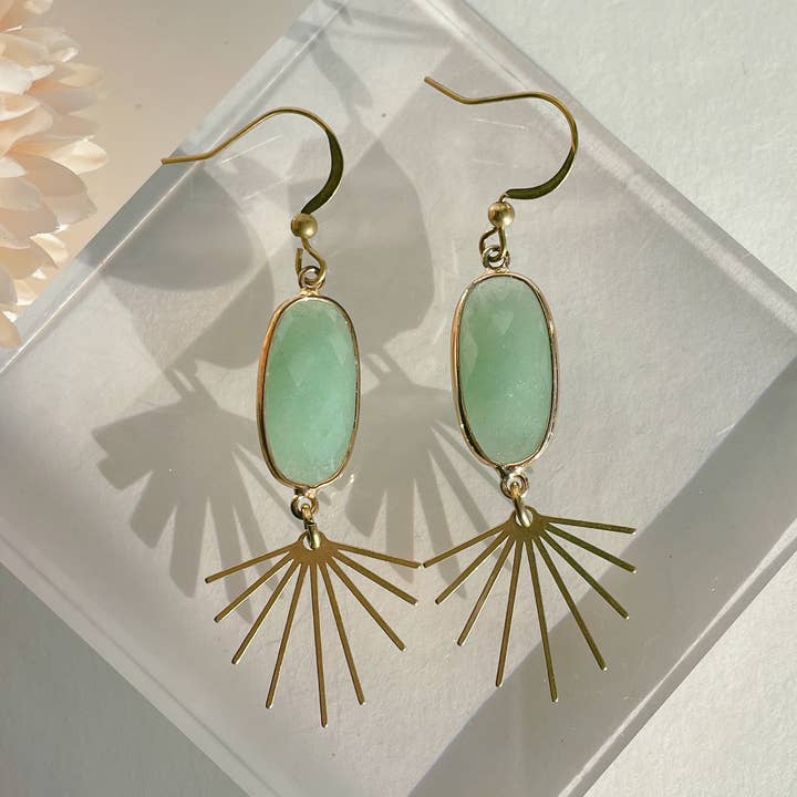 Orecchini Seneca ~ Avventurina placcata in oro e ottone per la vendita all'ingrosso da parte di GeoMetricGem