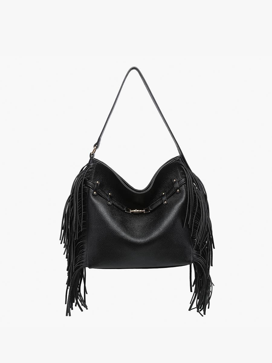 Jen & Co. - Wholesale Satchel - Women's - M2529 Eva Side Fringe Satchel w/ Decorative Closure2