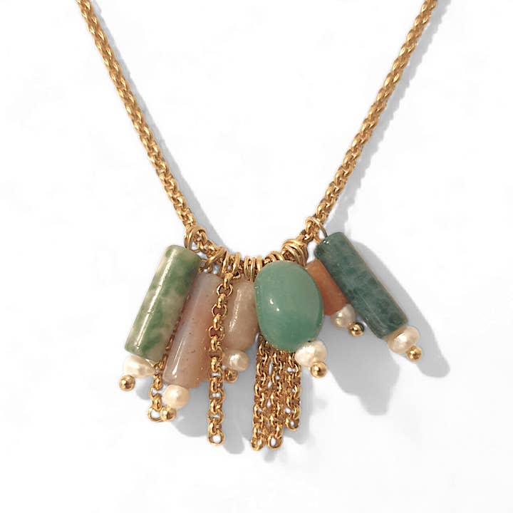 Zdislav – Halsband i natursten och rostfritt stål för wholesale av matins parisiens