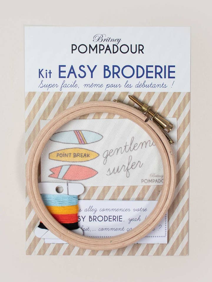 Set mit einfacher Stickerei - Gentleman Surfer für den Großhandel von Britney Pompadour - Broderie - Embroidery kit