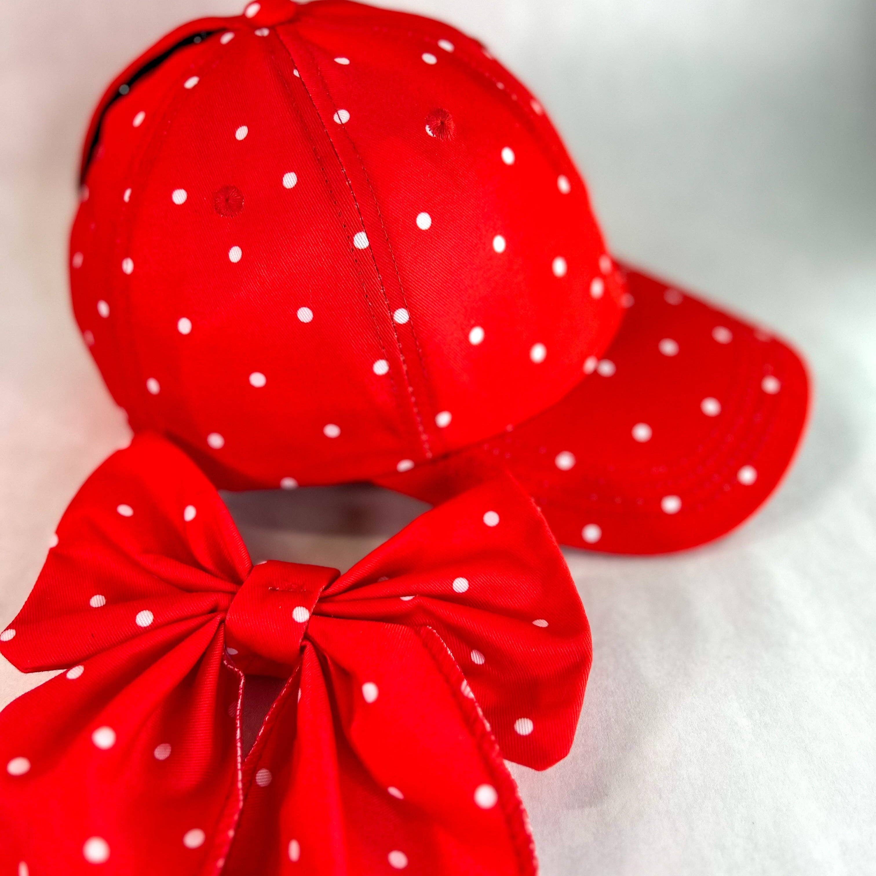 Red Sprite Hats - Wholesale Baseball Cap - Women's - Magical Baseball Caps + Detachable Bows, Hidden Ponytail Hat12