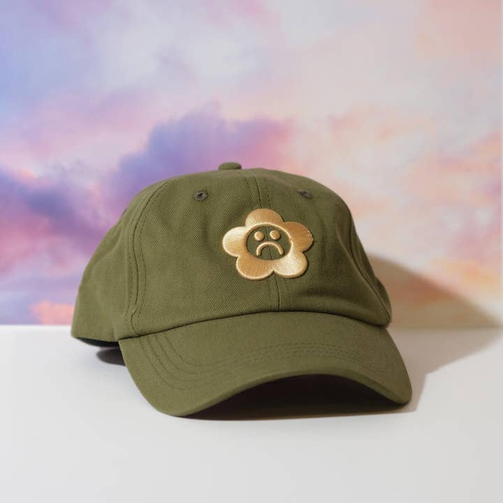 Sad Flower Olive Dad Hat for wholesale by Sleepy Mountain