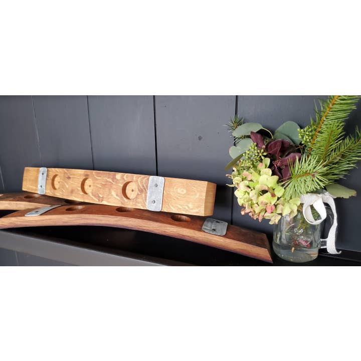 Honest Woodcraft - Wholesale Candle Holder - Farmhouse Style Table Centerpiece Reclaimed Wine Barrel Art