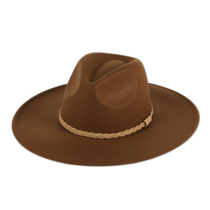 Stella Wide Brim Fedora - Brown for wholesale by Hadley Wren