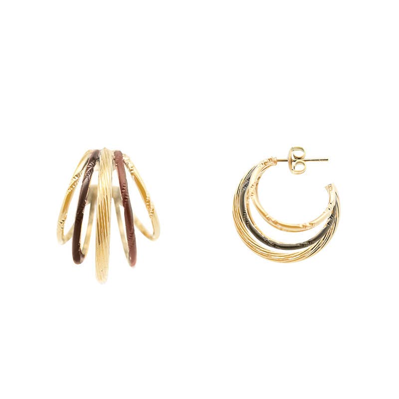 AMORINO SRL - Wholesale Hoop Earrings - ENAMELLED MULTI-CIRCLE EARRINGS - YNK2480B7021