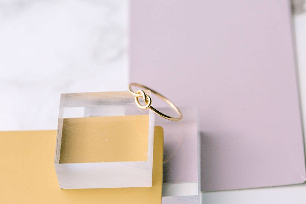 The Land of Salt - Venta al por mayor Anillo de banda/apilable - Anillo Love Knot chapado en oro4