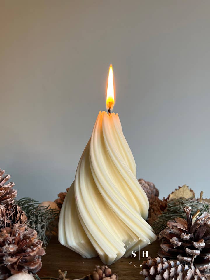 Swirl tree / Christmas tree candle for wholesale by Serene Home