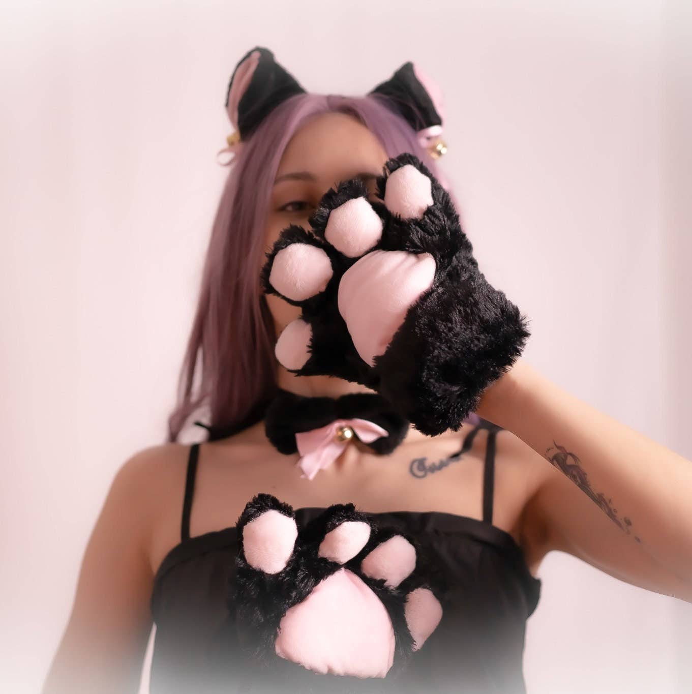 Good Girl Boutique - Wholesale Costume - Women's - DDLG Big Plush Cat Paws, Tail and Bow Tie Kawaii Set.2