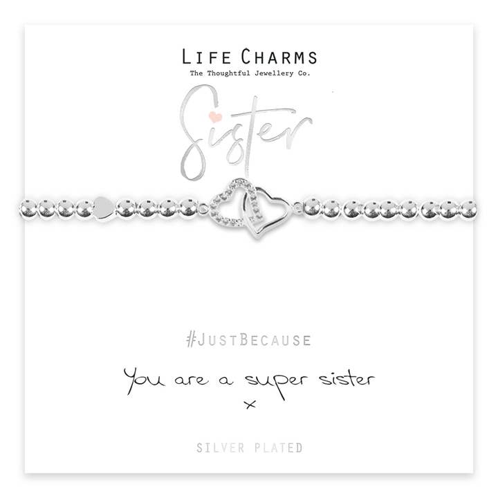 Sister - Bracelet à breloques en forme de double cœur pour la vente par Life Charms
