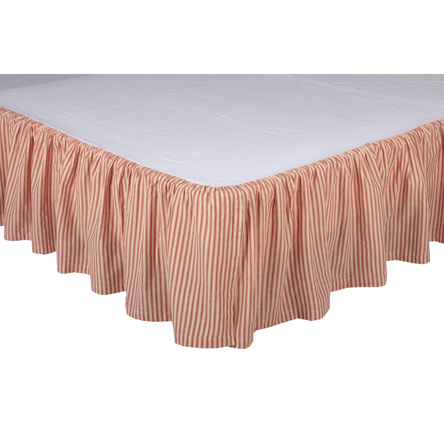 VHC Brands - Wholesale Bedskirt - Sawyer Mill Red Ticking Stripe Queen Bed Skirt 60x80x161