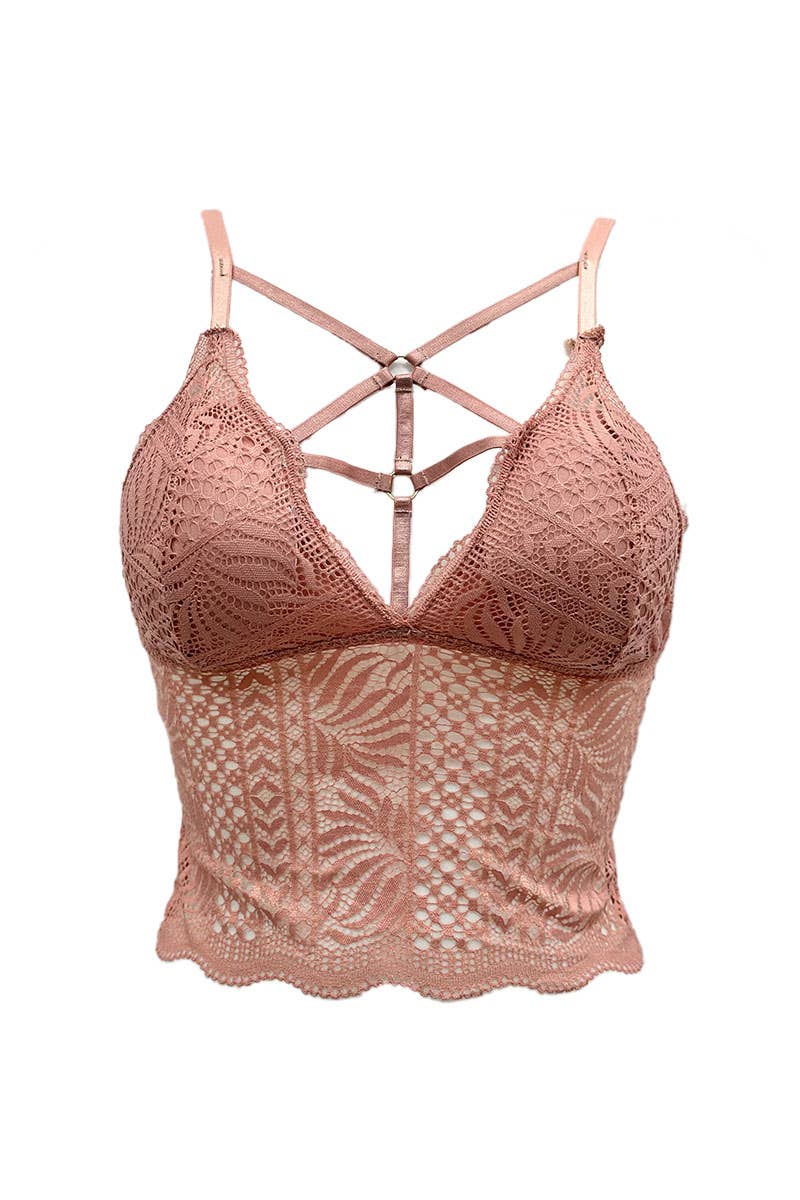 Belle Com'Elle - Wholesale Bralette - Women's - Long lace bralette bra/V320536